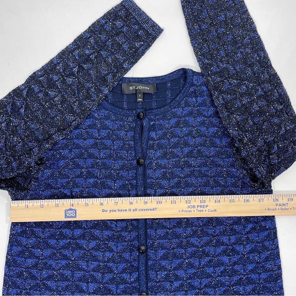 St. John Metallic Diamond Lace Knit Cardigan and Tank Top Set… - Picture 13 of 16